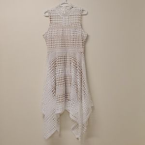 White Embroidered Mesh Dress